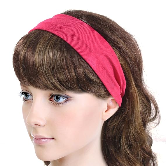 Simple Solid Color Stretch Headband - Magenta (1 Pc)