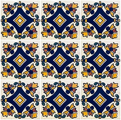 Ceramic Talavera Mexican Tile 4x4", 9 Pieces (NOT Stickers) A1 Export Quality! EX-415