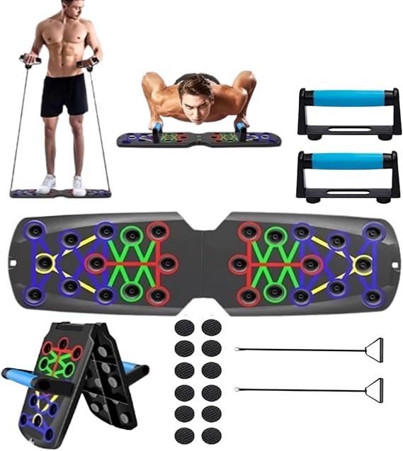 14-in-1 Push Up Board Foldable Fitness Training System, Multi-Function Home Gym Equipment for Chest, Arms, Shoulders, Back & Triceps, Portable Strength Training Board for Men & Women