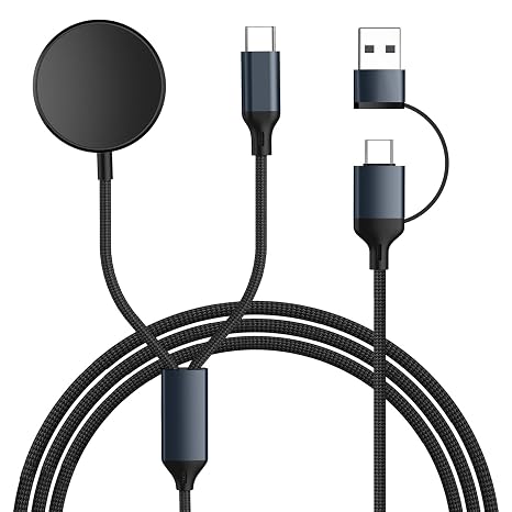 USB C Charging Cable for Samsung Galaxy Charger - 2 in 2 Nylon Cable Charging Station for Samsung Galaxy Watch 8/7/6/5/4/3 Series, Type C Fast Charging Cable for Samsung Galaxy S25 S24 S23 S22 S21 S20
