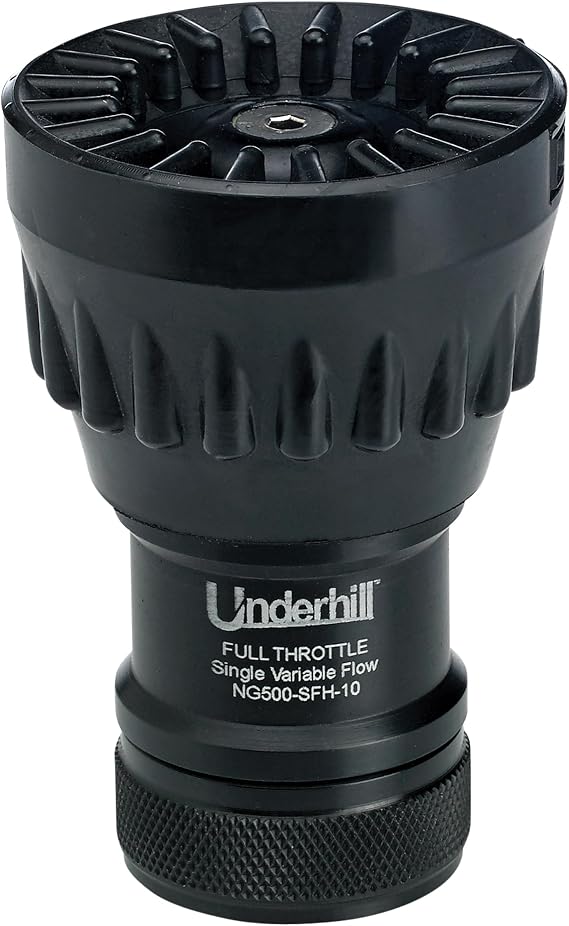 Underhill Garden Water Hose Nozzle Sprayer Jet Attachment, Heavy-Duty Metal and Rubber, Adjustable, Magnum UltraMax Premium Plus Series 1" High Flow Full Throttle, NG500-SFH-10