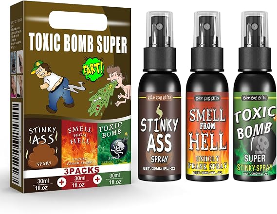 3 Bottles Fart Spray, Potent Stink Bomb Tricky Liquid Assfart Spray, Safe Portable Extra Strong Stink Tricky Toys, Prank Stuff & Joke Toys for Farting 30ml