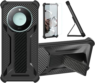 Case for Honor X9c Smart Phone Case Stand Cover [with Tempered Glass Screen Protector] Hybrid Case [Folding Support Magnetic] [Frosted Anti-Fingerprint] Black