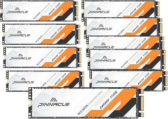 Timetec 512GBx10 (10 Pack) SSD 3D NAND SATA III 6Gb/s M.2 2280 NGFF Read Speed Up to 550MB/s SLC Cache Performance Boost Internal Solid State Drive for PC Computer Laptop and Desktop (Pinnacle)