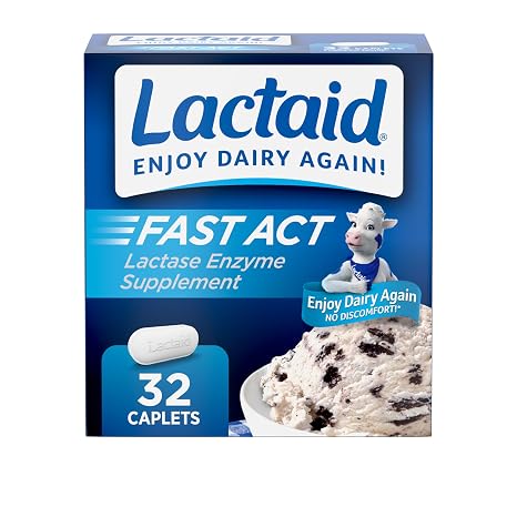 Lactaid Fast Act Lactose Intolerance, Lactase Enzyme Pills 32 single-dose pouches | Single-dose