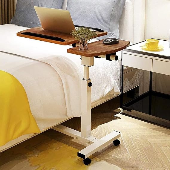 Overbed Table Overbed Table Wheels Overbed Table Adjustable Bedside Table, Movable Computer Desk Sofa with Wheels, Household, Simple Food Tray Rolling Quick and Easy Assembly (Color : B)