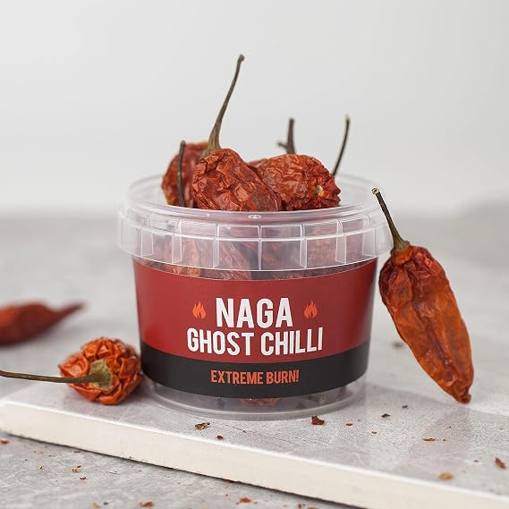 SPICE 'N' TICE Naga Ghost Chilli Pot with Pepper Pods, Extreme Heat Up to 700,000 SHU, For Curries, Sauces & Marinades (Naga Ghost Chilli)
