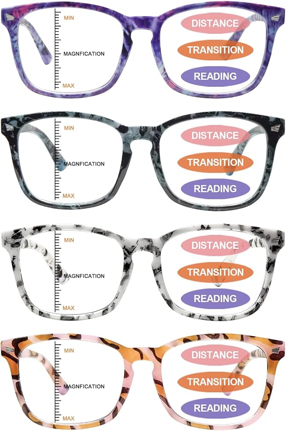 Progressive Multifocus Reading Glasses for Women Lightweight Multifocus Computer Readers with Spring Hinges