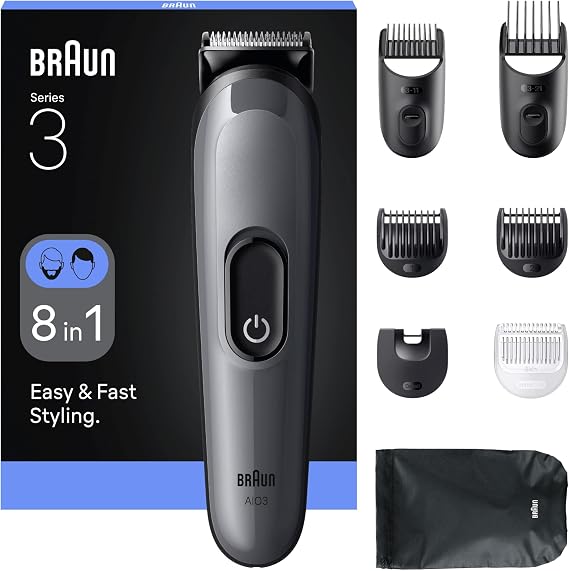 Braun All-in-One Series 3, 8’i 1-in-1 Shaving Kit, Sharp Blade, 14 Length, AIO3540