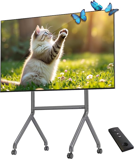 NB ERGONOMIC FCC Nitelikli Motorlu Mobil Araba, LCD OLED Düz Kavisli Panel Ekran TV veya Akıllı Kart için Elektrikli Kaldırma Standı (Maksimum Yük 200 lbs)