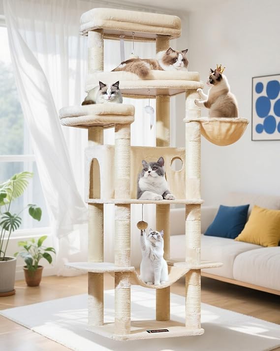 Taoqimiao Cat Tree, 180cm Cat Towers Large Cat Tree for Indoor Cats