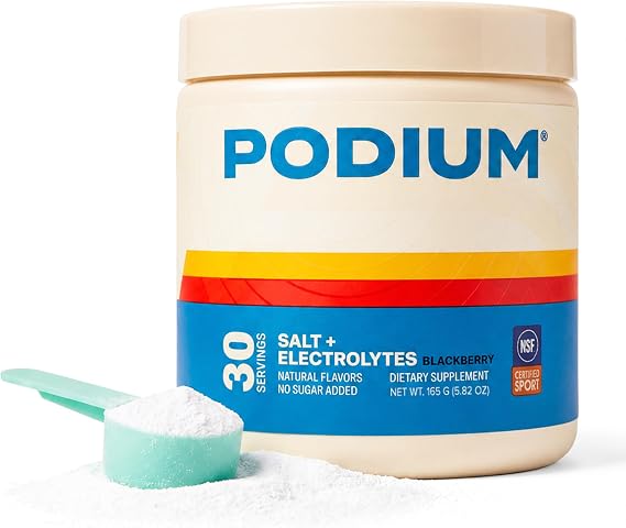 Podium Nutrition, Salt+Electrolytes, Electrolyte Powder, BlackBerry, 30 Servings, Electrolytes, Hydration, Recovery | Electrolyte Powder for Hydration and Recovery, Electrolytes for Fluid Balance and Endurance