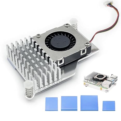 Raspberry Pi Active Cooler for Raspberry Pi 5 with 30mm PWM 4-Pin Cooling Fan Pi 5 Heatsink with Thermal Tape, Aluminium Heatsink Variable-Speed Blower