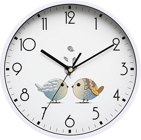 NUOVO 8 Inch Round Wall Clock Silent & Non-Ticking Retro Wall Clock Operated for Living Room Bedroom Kitchen Children Room(20 cm/ 8")