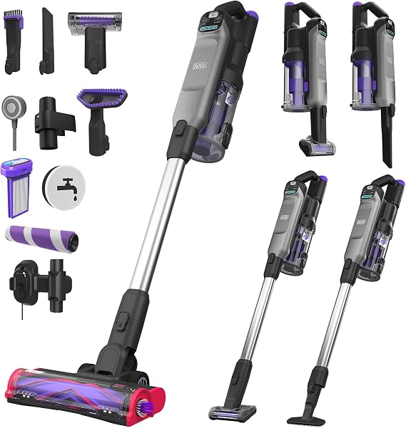 BLACK+DECKER Cordless Vacuum, Stick Vacuum Cordless for Hardwood Floor and Carpet, LED Floor Lights, Bagless, Lightweight Portable, Removable Floorhead, SUMMITSERIES (BHFEA640WG)