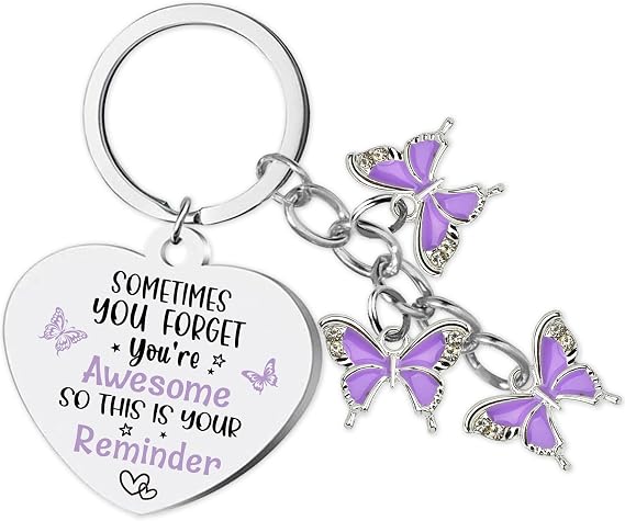 Inspirational Butterfly Gifts Keychain for Women - Encouragement Keyring for Teen Friend Bestie Motivational Presents