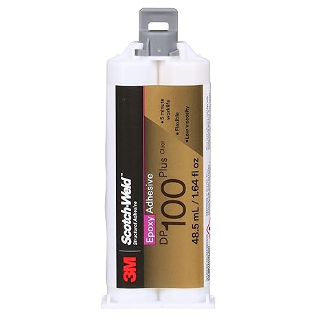 3M Scotch-Weld Epoxy Adhesive DP100 Plus, Clear, 48.5 mL (1.64 fl oz) | Duo-Pak, Professional Grade, Fast Handling and Cure