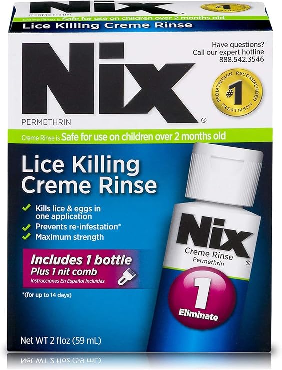Nix Nix Lice Treatment Creme Rinse and Nit Removal Comb, 2 oz (Pack of 3)