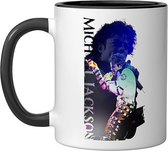 Michael Jackson 102 Back Print Ceramic Mug, Black/White, 11oz