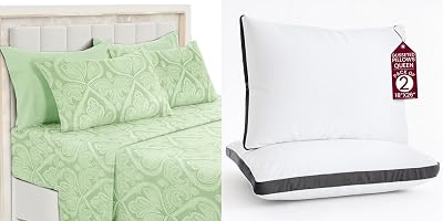 LUX Decor Paisley Queen Sheet Set  2 Queen Gusseted Pillows 6 Piece Ultra-Soft Microfiber Bed Sheets with Flat Sheet, 16 Inch Deep Pocket & 4 Pillowcases, Breathable, Oeko-TEX Sage