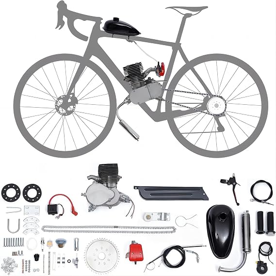 100cc Bicycle Engine Kit, 2 Stroke/4 Stroke Bike Motor Kit, Single Cylinder Bicycle Engine Motor Kit Air-Cooling Modified Full Set Petrol Gas Motor Conversion Kit