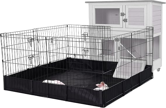 GUTINNEEN Rabbit Playpen Indoor Guinea Pig Cage Run Extension Pet Playpen with Waterproof Floor Liner Small Animal Playpen (Extension Playpen Only)