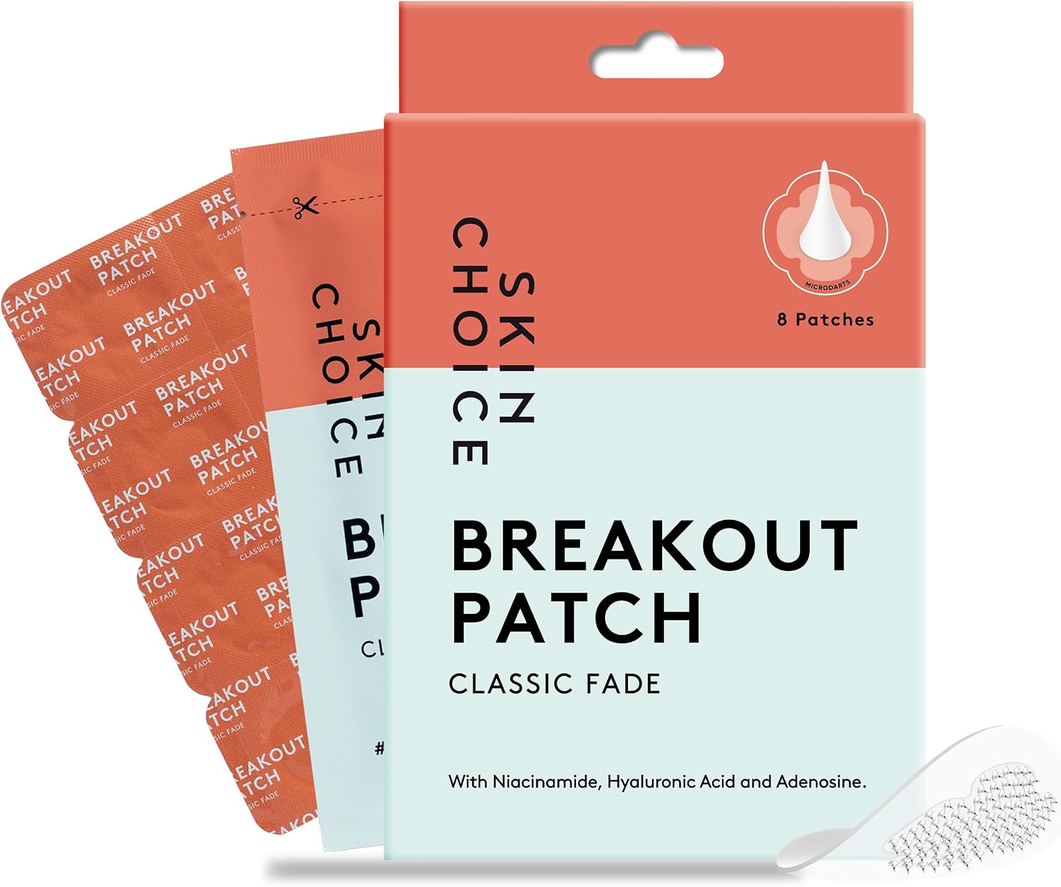 SKIN CHOICE Fade Dark Spots Microdart Pimple Patches with Niacinamide, Hyaluronic Acid, Ectoin, Blemish Hydrocolloid Dots Spot Patches, Vegan Cruelty-Free Korean Skincare, 8 Pcs
