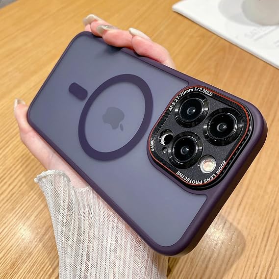 for iPhone 14 Pro Max Case with Integrated Camera Lens Protection, Military Grade Drop Tested Translucent Matte Case for iPhone 14 Pro Max 6.7" - Purple