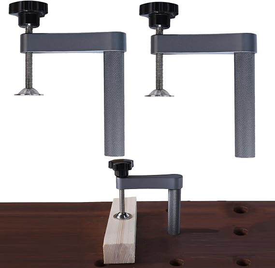 2 Pack MFT Bench Holdfast Woodworking Tools, 20mm Desktop Quick Acting Hold Down Clamp Adjustable Fast Fixed Clip, Aluminum Alloy Benchtop Quick Clamps for Wood Carving, Routing, Sanding