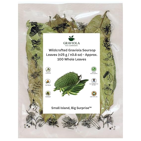 Graviola Tea Company Wildcrafted Graviola Soursop Leaves (25 g / 0.8 oz) Approx. 100 Whole Leaves