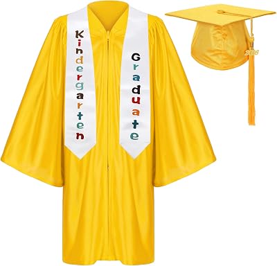 Shiny Kindergarten Preschool Graduation Gown Cap Stole Set with Year Tassel
