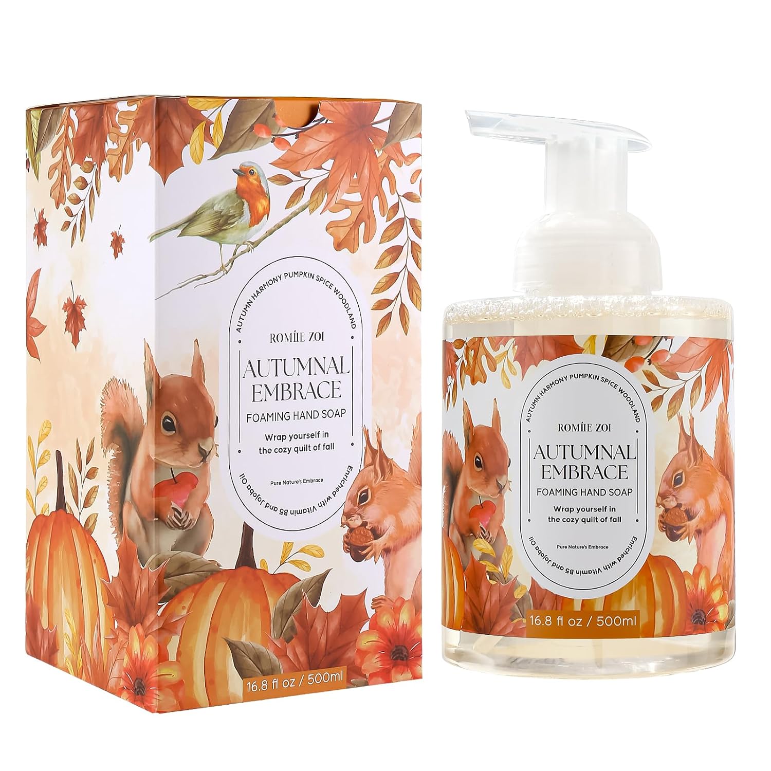 Fall Foaming Hand Soap – Autumn Embrace Scented, Moisturizing Cruetly Free Hand Wash – Holiday Gift Bathroom Soap for Women & Men– 500ml  16.8 FL OZ