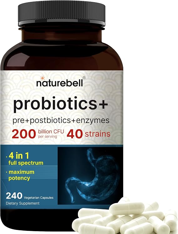 NatureBell Probiotics 200 Billion CFU Per Serving, 40 Strains, 240 Capsules