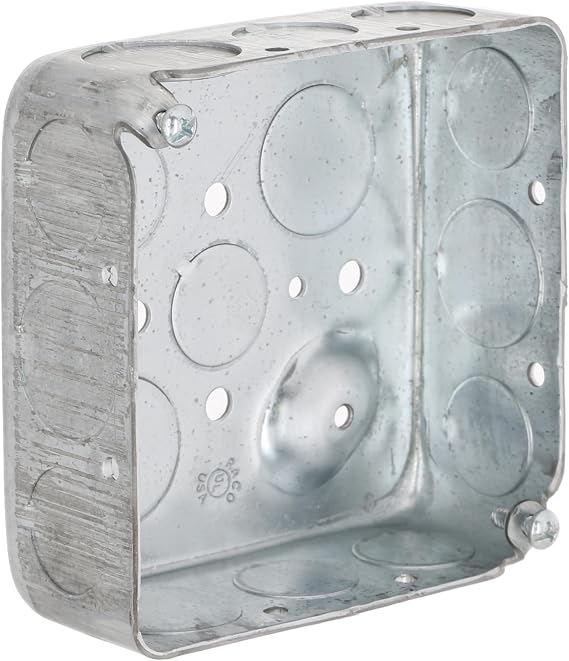 Hubbell-Raco 8192 1-1/2-Inch Deep, 1/2-Inch and 3/4-Inch Side Knockouts, Drawn 4-Inch Square Box