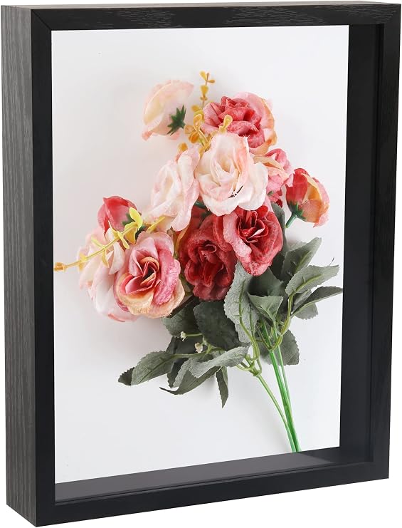 8x10 Shadow Box Picture Frame,Display Case,Memory Box,Wood,3D Frame, Black