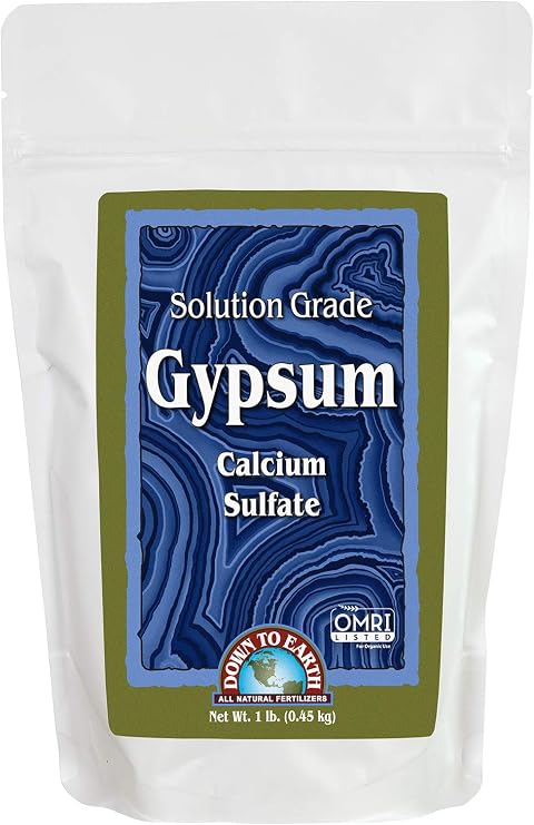 Down To Earth All Natural Fertilizers Solution Grade Gypsum - 1 lb | Calcium Sulfate, Professional Grade Gypsum Powder 325 mesh for Liquid, Drip or Spray Applications
