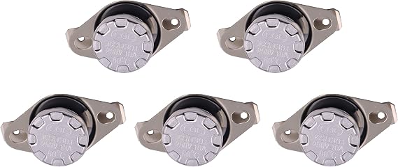 METER STAR KSD301 Thermostat Temperature Control Switch, Normally Closed Snap Disc Switch, 40C/104F, 250V 10A, Pack of 5