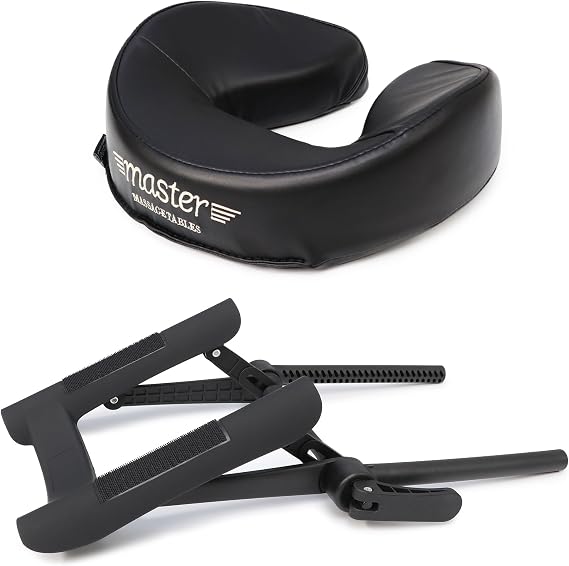 Master Massage Universal Ergonomic DreamTM Adjustable Massage Table Face Cradle with Ultra Plush Face Cushion Pillow Set, Black