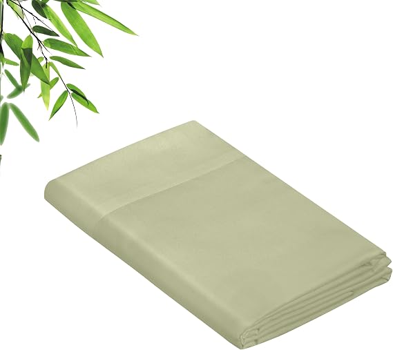 Royale Linens Bamboo Viscose Full Flat Sheets Only - Cooling Sheets - Organic Viscose Derived from Bamboo - Full Size Flat Sheet Only - Top Sheet - Breathable & Silky Bedding (Full, Sage Green)
