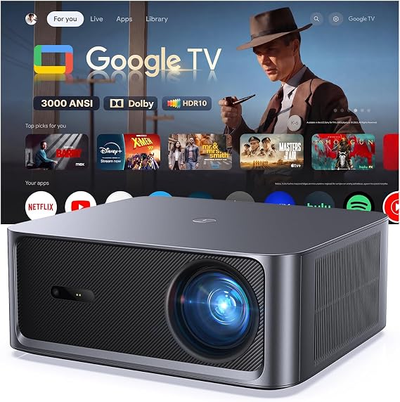 HAPPRUN 3000 ANSI Google TV Projector, 4K HDR, Auto Focus