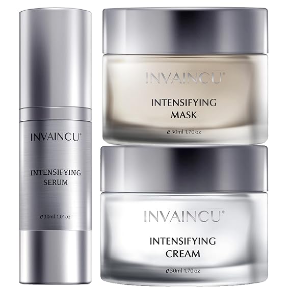 Aging Skin Care Sets for Women - Age-Defying Face Mask, Serum, Cream for Wrinkles and Lines - Intensifying Collection with Avocado Oil, Chamomile Extract, Collagen, Elastin, Polyacrylamide