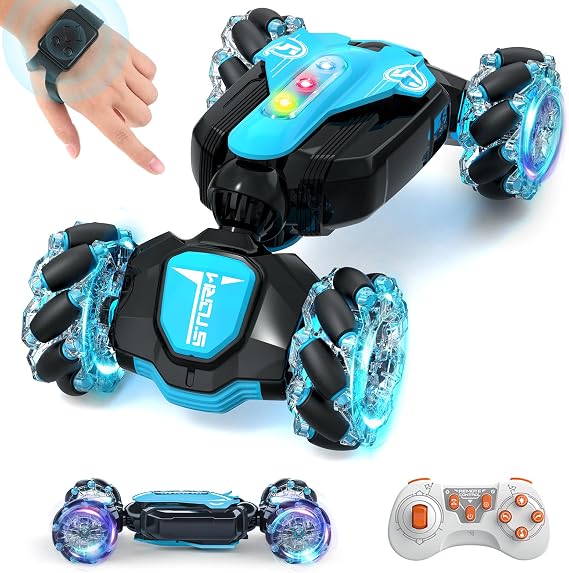 Gesture Sensing Rc Stunt Car,Remote Control Transform Car 2.4ghz 4WD 360 Rotating Drift RC Cars with Lights & Music,Kids Toys for Boys 6-8,Ideas Gifts for Kids Age 5 7 9 10 11 12 Years Old