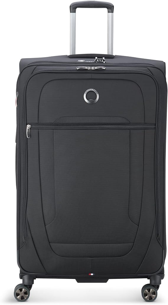 DELSEY PARIS Helium DLX, 29 Inch Checked-Large Softside Luggage, Black | Expandable Suitcase, Lightweight and Durable DuraTec fabric, Dual Density Double-spinner Wheels, TSA Lock