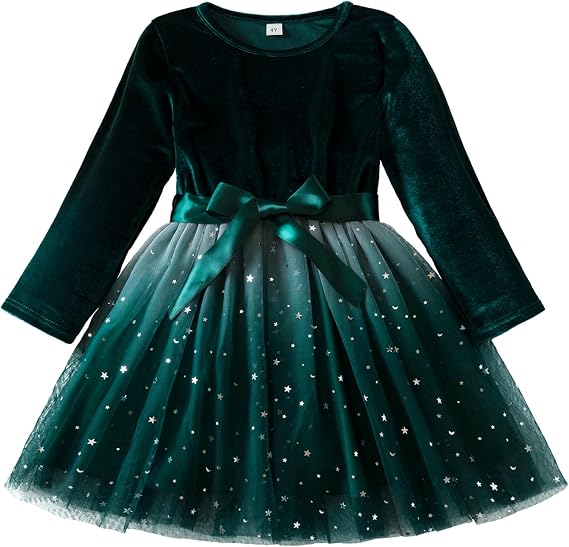 TTYAOVO Girl Long Sleeve Dress Fall Winter Princess Causal Dresses