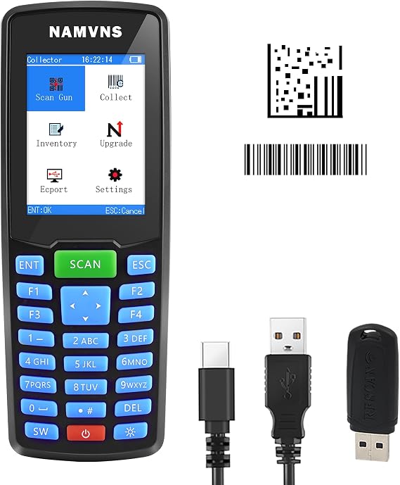 Barcode Scanner Wireless, Inventory Device QR Code Reader Portable Inventory Scanner 1D&2D&PDF417 Handheld Bar Code Scanners for Collector Data Terminal with 2.8 Inch TFT Color Screen