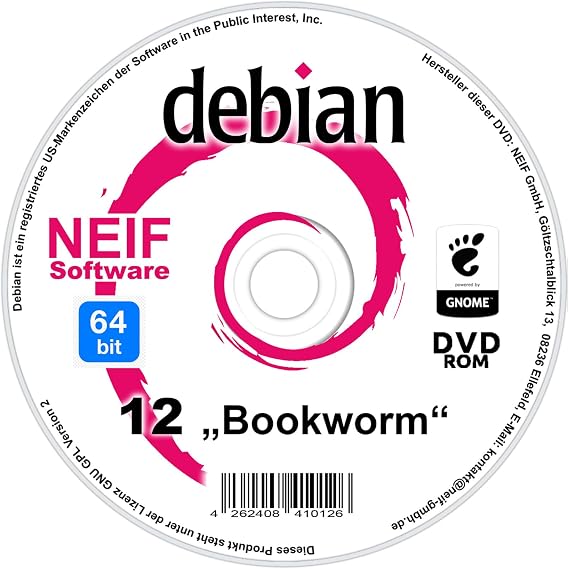 Linux Debian 12 Bookworm 64-Bit auf DVD