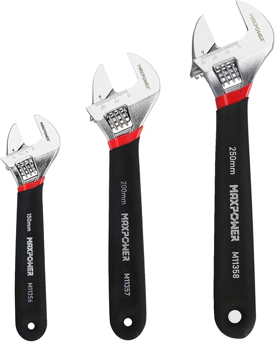 MAXPOWER 3-Piece Adjustable Spanner Set - 6 8 & 10 with Soft Grip