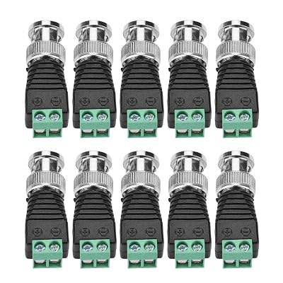 HEITIGN 10Pcs Screw Terminal Coaxial Cat5 Cat6 to BNC Male Video Balun Connector