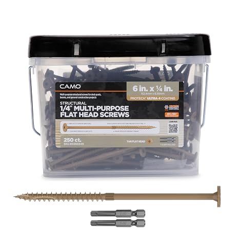 CAMO 6" x 1/4" Multi-Purpose Flat Head Structural Screw - 250 Count