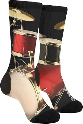 Drum Set Unisex Adult Fun Cool 3D Print Colorful Athletic Sport Novelty Crew Tube Socks